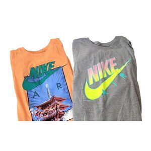 Nike Air T Shirts Neon Swoosh and Rare Air Japan Orange, Two Shirts, Size Large